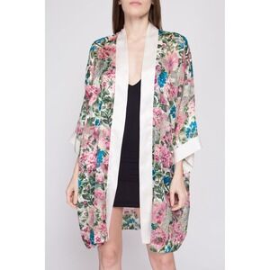 Vintage Victoria's Secret Satin Trim Floral Robe One Size Feminine Romantic